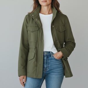 EVERLANE Field Jacket Coat Womens Medium Olive Green Army Military Utility